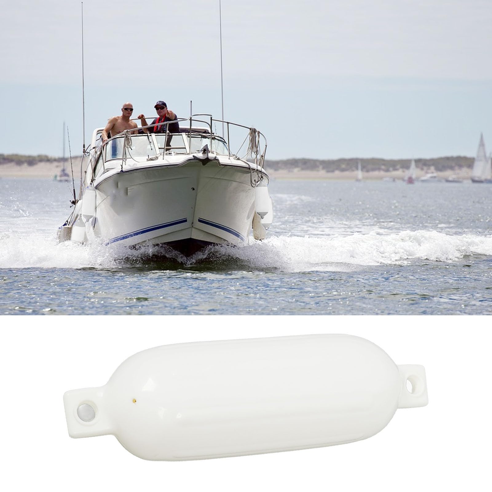 Lot de 4 Pare-Chocs de Bateau Gonflables Nervurés pour Yacht, Ponton, Bateaux de Pêche, Protection Marine, Ailes de Bateau avec Corde de 1,5 M, Aiguilles et Pompe, Ailes