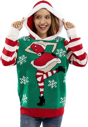 Men`s Ugly Christmas Sweater Unisex Women`s Funny Novelty Santa Pullover for Party Lady Santa Green XX-Large