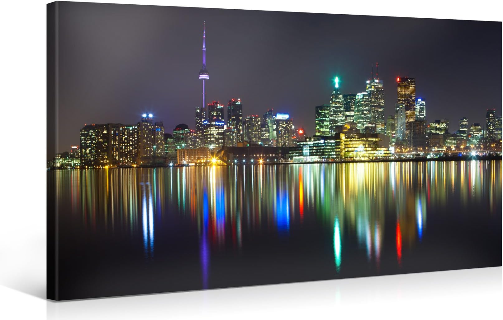 TORONTO CITY PANORAMA – Premium canvas art print Wall-Deco – 100x50cm XXL Giclee Canvas Print, Wall Art Canvas Picture, Canvas picture stretched on a frame, Canvas image in High Definition