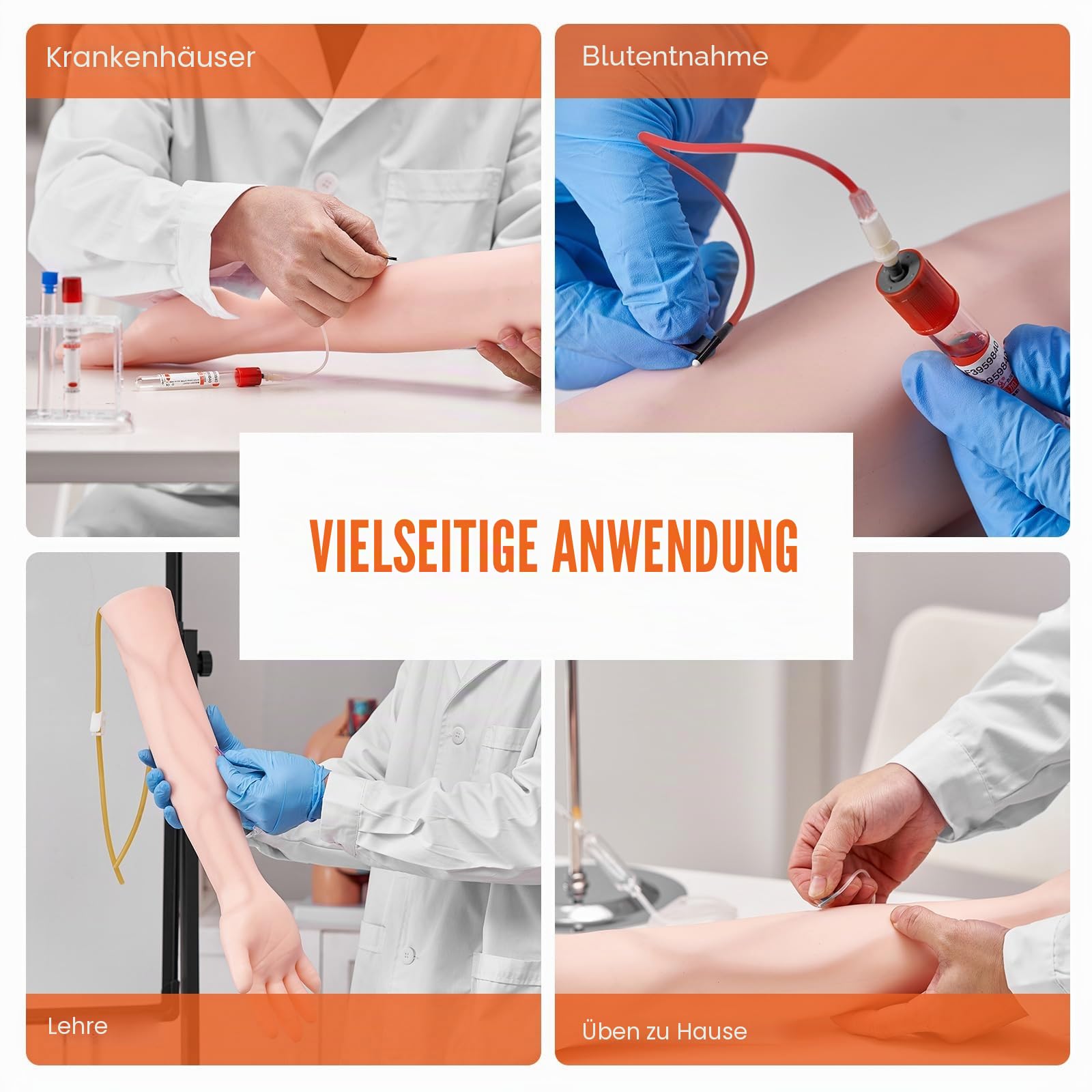 VEVOR Phlebotomie-Kit,IV Intravenous Practice Arm Vein Puncture Training Medizinisches Modell PVC Material für Medizin- und Pflegestudenten Phlebotomie-Arm-Praxis-Kit (NUR FÜR AUSBILDUNGSZWECKE)