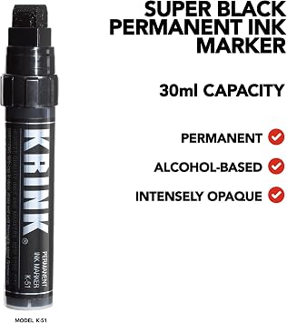 Krink K-51 Black Alcohol Based Marker, Handmade in USA, Precision Control Tip, Bold & Durable Ink, Ideal for Sign Making, Illustrations, Calligraphy