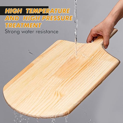 Miniatura 6 de Bokon Paquete de 2 palas de madera para pizza, 14 x 12 pulgadas, juego de paletas de pizza grandes con mango de madera de 4 pulgadas para horno