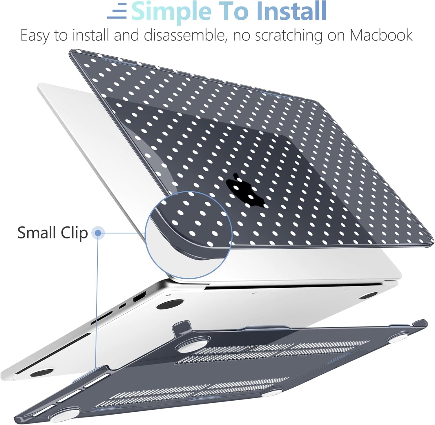 MEEgoodo Case for MacBook Pro 14 inch (M5/M4/M3/M2/M1) Pro/Max 2026 2025 2024 2023 2021, Laptop Case Fit Model A3427/A3426/A3434/A3112/A3401/A3185/A2918/A2992/A2779/A2442, White Polka Dot
