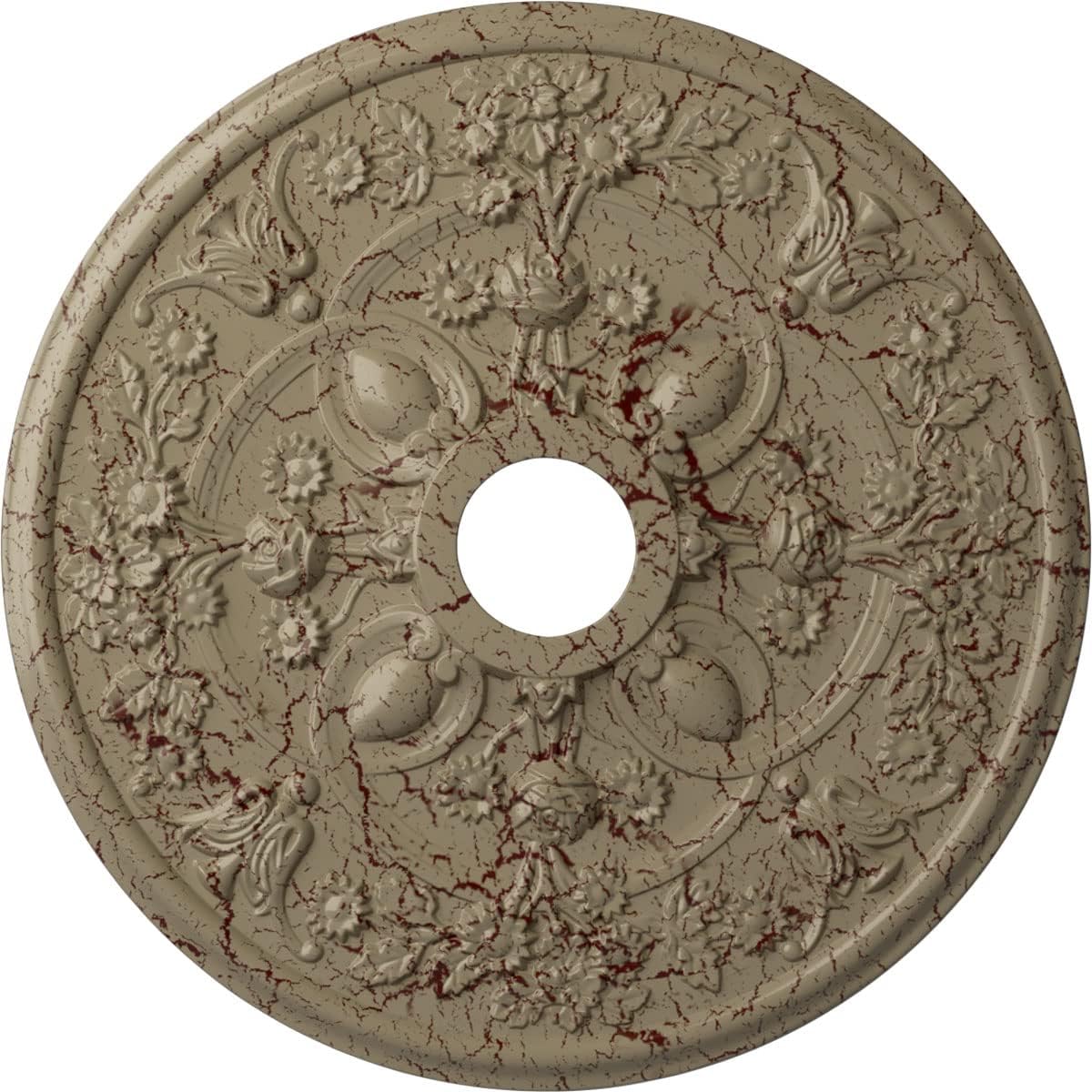 30 7/8"OD x 3 5/8"ID x 1 3/8"P Rose Ceiling Medallion (Fits Canopies up to 5 1/4"), Hand-Painted Gobi Desert Crackle