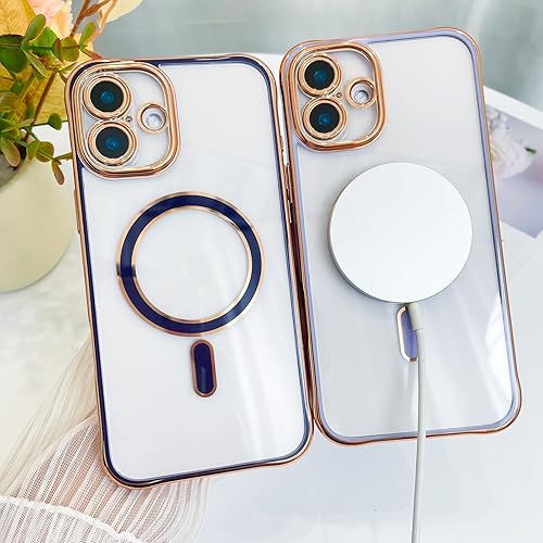Vista 179 de Fiyart - Funda transparente magnética con purpurina para iPhone 12 para mujeres, con grabado "Love" metálico, protección para cámara y antigolpes