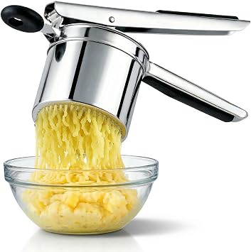 Large 15oz Potato Ricer Fixed Disc - Heavy Duty Stainless Steel Potato Masher and Ricer for Mashed Potatoes | Non Slip Baby Food Squeezer, Kitchen Gadget Tool for Food Press & Food Mill