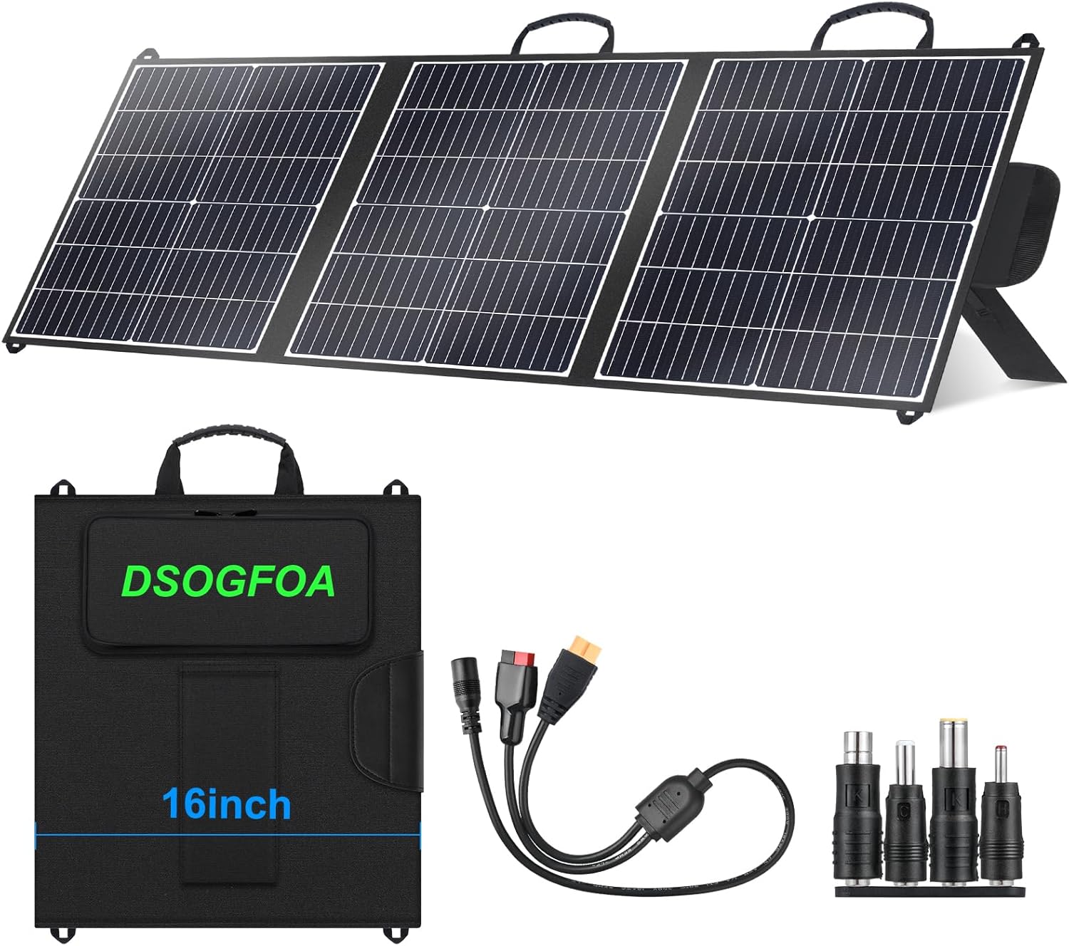 100W Solar Panel,23% High Efficient Portable Solar Charger,Lightweight Solar Panels for Camping Hiking RV Boats,Solar Chargers with DC Male Head USB-A&USB-C Ports,Triple fold Design