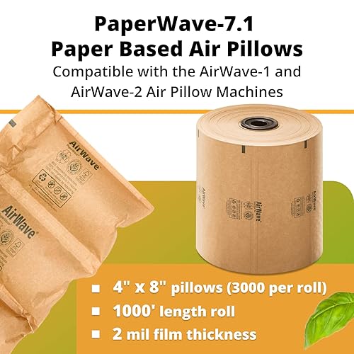 Miniatura 2 de IDL Packaging PaperWave-7.1 - Almohadas de aire sin plástico para embalaje, película a base de papel de 8 pulgadas de ancho y 1000 pies de largo (1