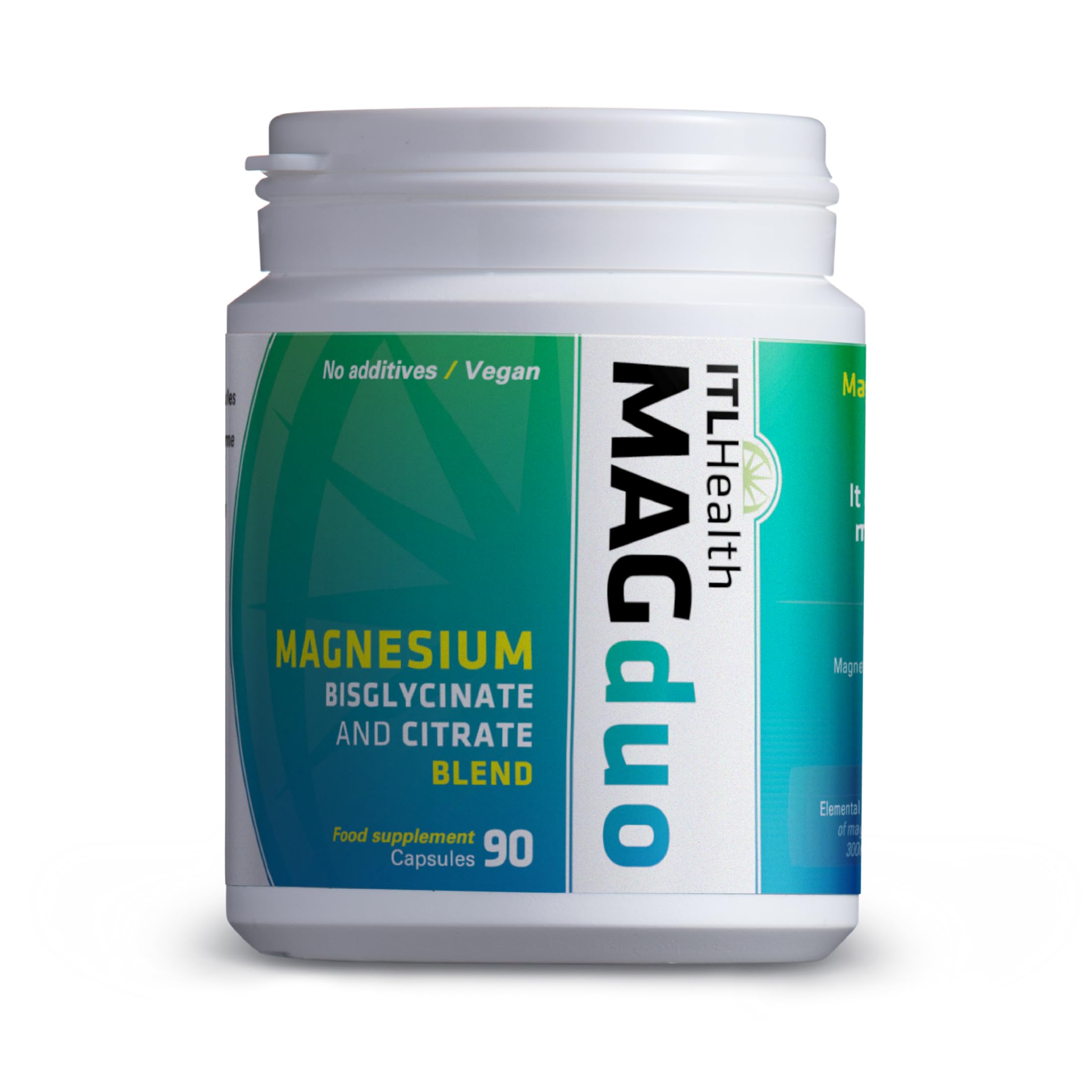 Mag365ITL Health - MAG Duo Magnesium Bisglycinate & Citrate Blend, 90 Capsules, Promotes Stress Relief, Excellent Source of Magnesium, Overall Health Supplement