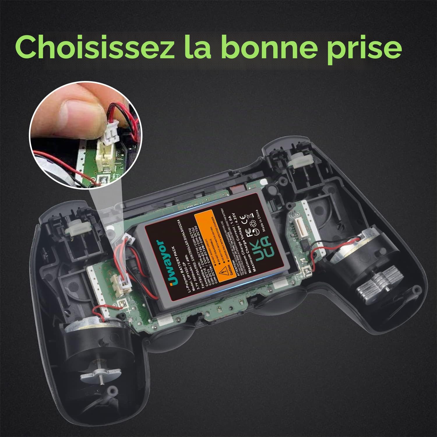 Batterie de manette PS4, 2 x 2000mAh Batteries PS4Pro pour manette Sony PlayStation 4 Dualshock 4 V1 V2 CUH-ZCT2 CUH-ZCT2E CUH-ZCT1E CUH-ZCT1U avec outils