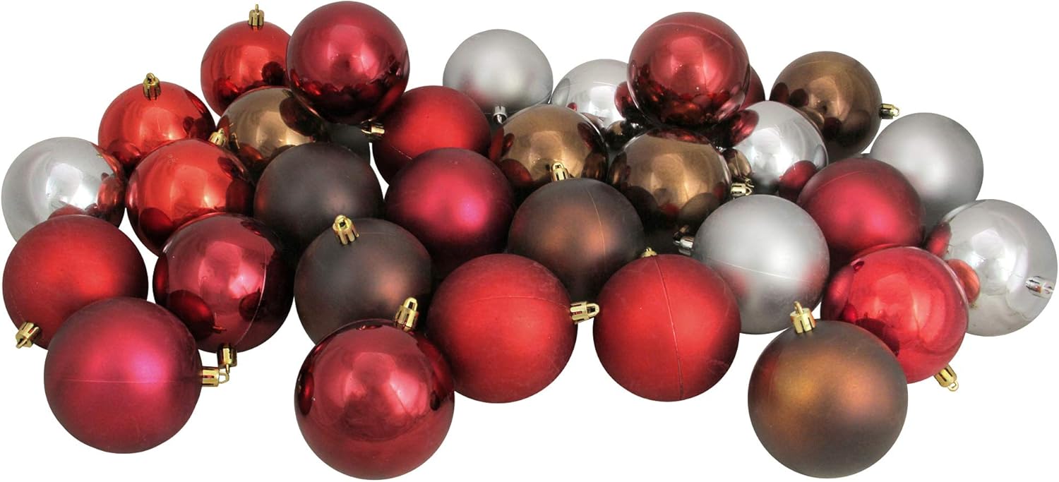 Northlight 32ct Multi-Color Shatterproof 2-Finish Christmas Ball Ornaments 3.25" (80mm)