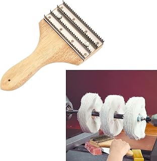 Sumnacon Polishing Wheel Rake, Buffing Rake with Wooden Handle and Stainless Steel Rake, Buffing Wheel Rake for Polishing & Compound Cleaning
