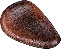Vista 5 de Silla de montar universal de piel de cocodrilo para Honda/Yamaha/Kawasaki/Suzuki/Bobber/Chopper (marrón)