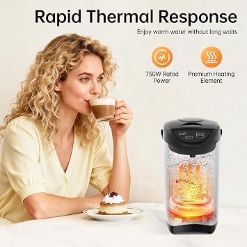 Electric Hot Water Pot Urn, Water Boiler & Warmer 4 Liter, Hot Water Dispenser with 3 Water Dispensing Modes, 750W Hot Water Kettle Instant Heating for Coffee & Tea (black)