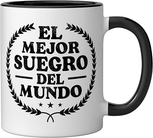 Miniatura 2 de El Mejor Suegro del Mundo - Taza de cerámica con humor divertido para suegro español, color negro y blanco