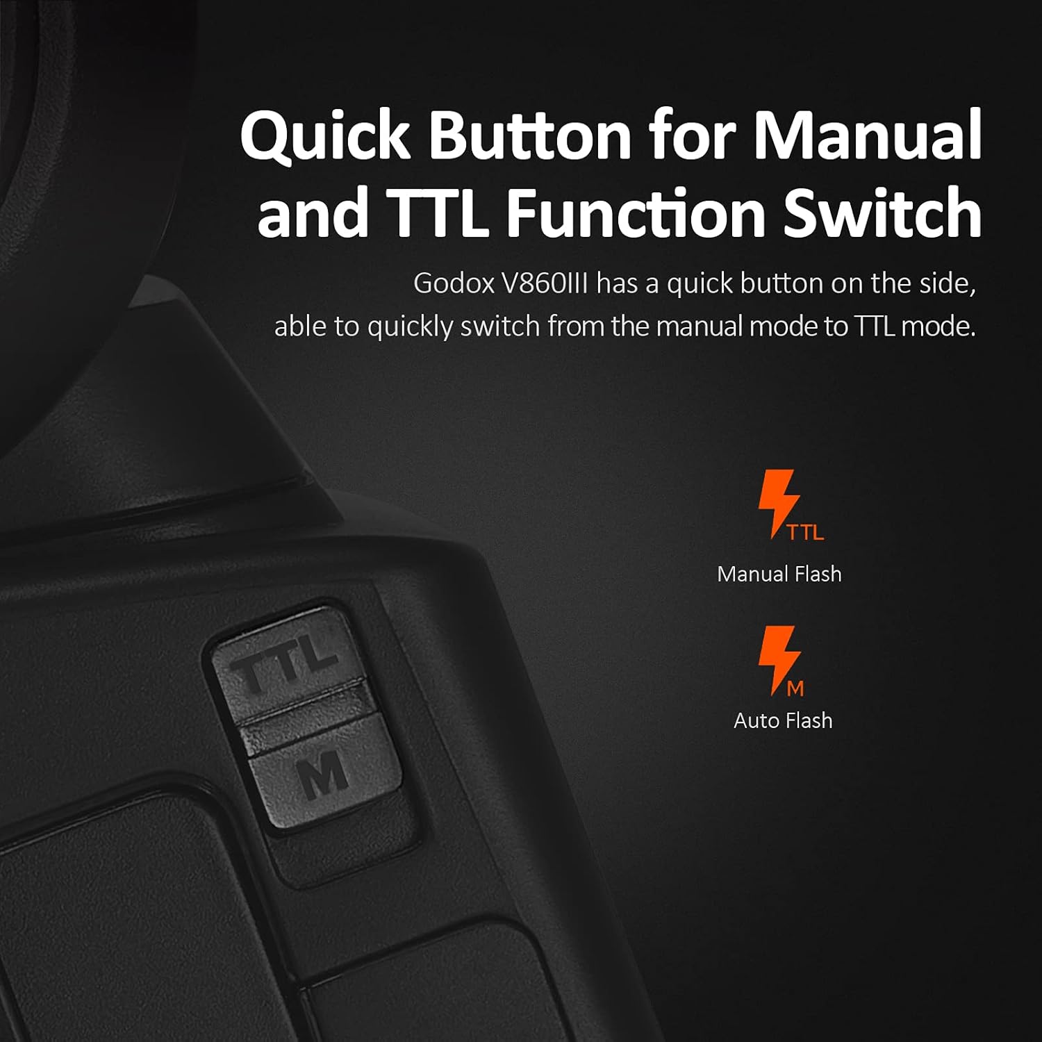 Godox V860IIIS Speedlight TTL and M mode switch button
