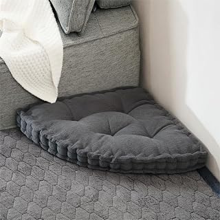 Fan-Shaped Floor Cushion Fan Floor Pillow, Meditation Cushion for Sitting or Yoga, Pizza Cushions Thick Outdoor Seating for Kids for Adults 20"*20" Gray