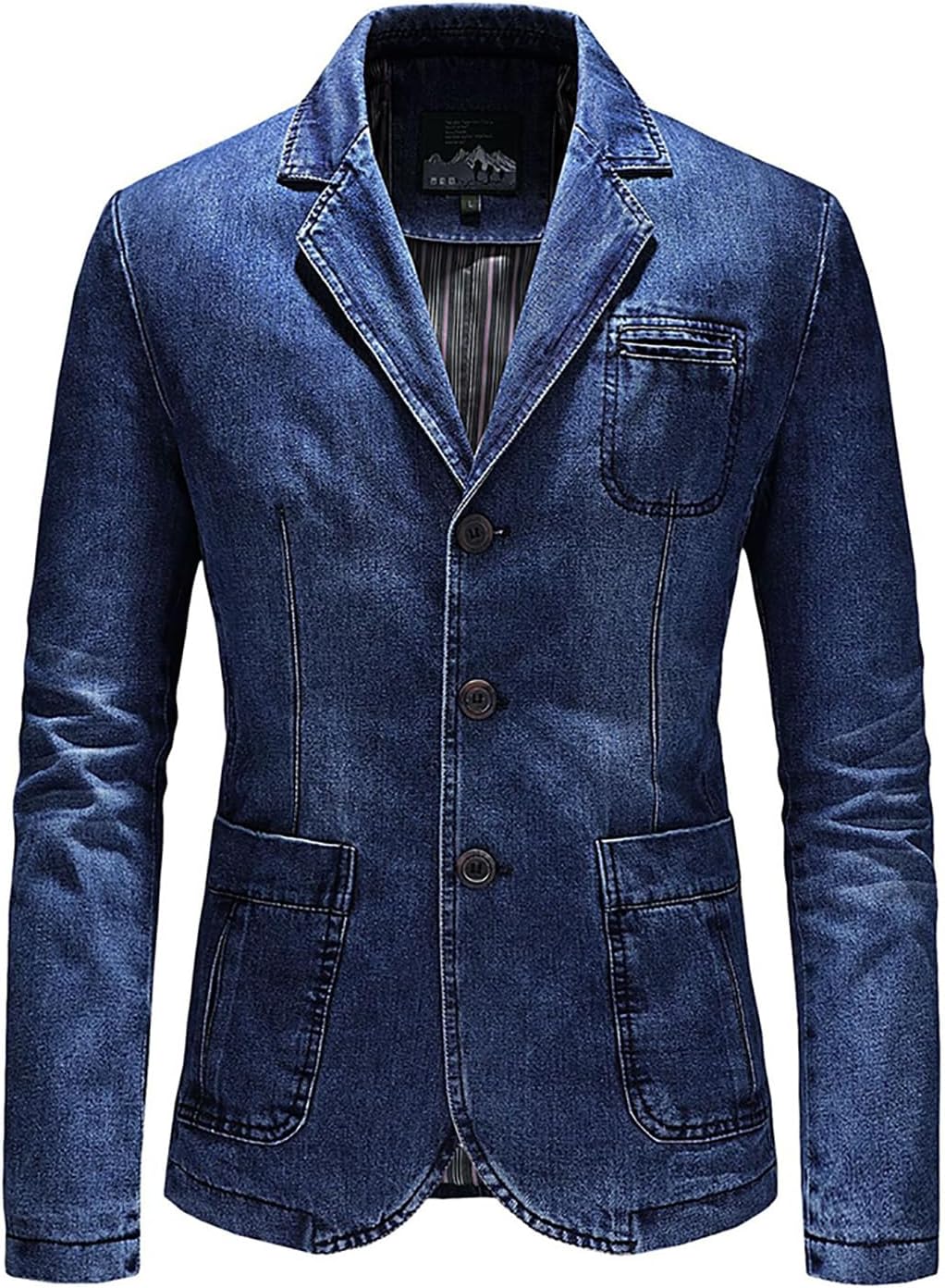 Men's Denim Blazer Office Casual Classic Notch Lapel Vintage Suit Jacket Party Prom Wedding Daily Wear