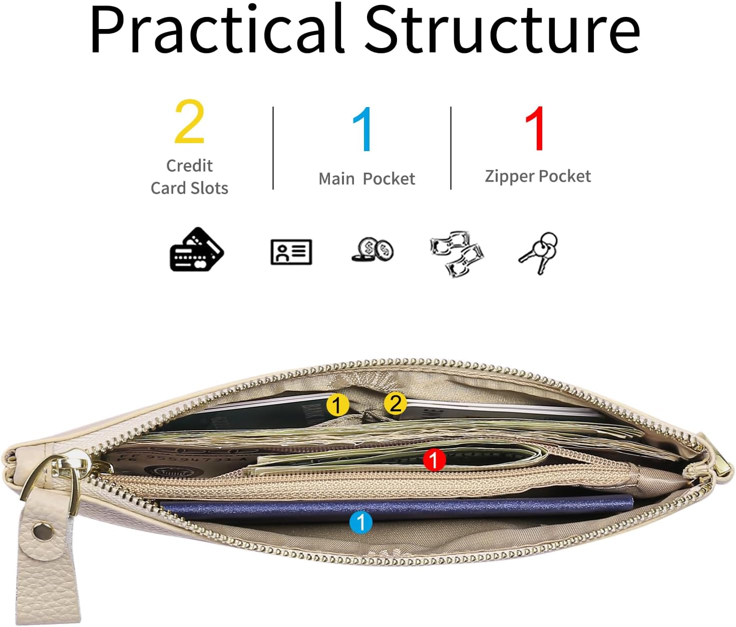 GOIACII Women's Wristlet Clutch Slim Leather Wallet RFID Blocking Handbag - Image 4