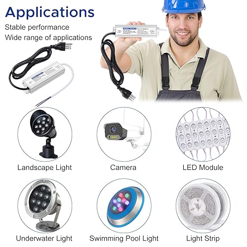 Miniatura 6 de Fuente de alimentación impermeable IP67 de 24 V 36 W 1.5 A, controlador LED de 24 V, convertidor de CA de 120 V a 24 V CC, con enchufe de 3 clavijas