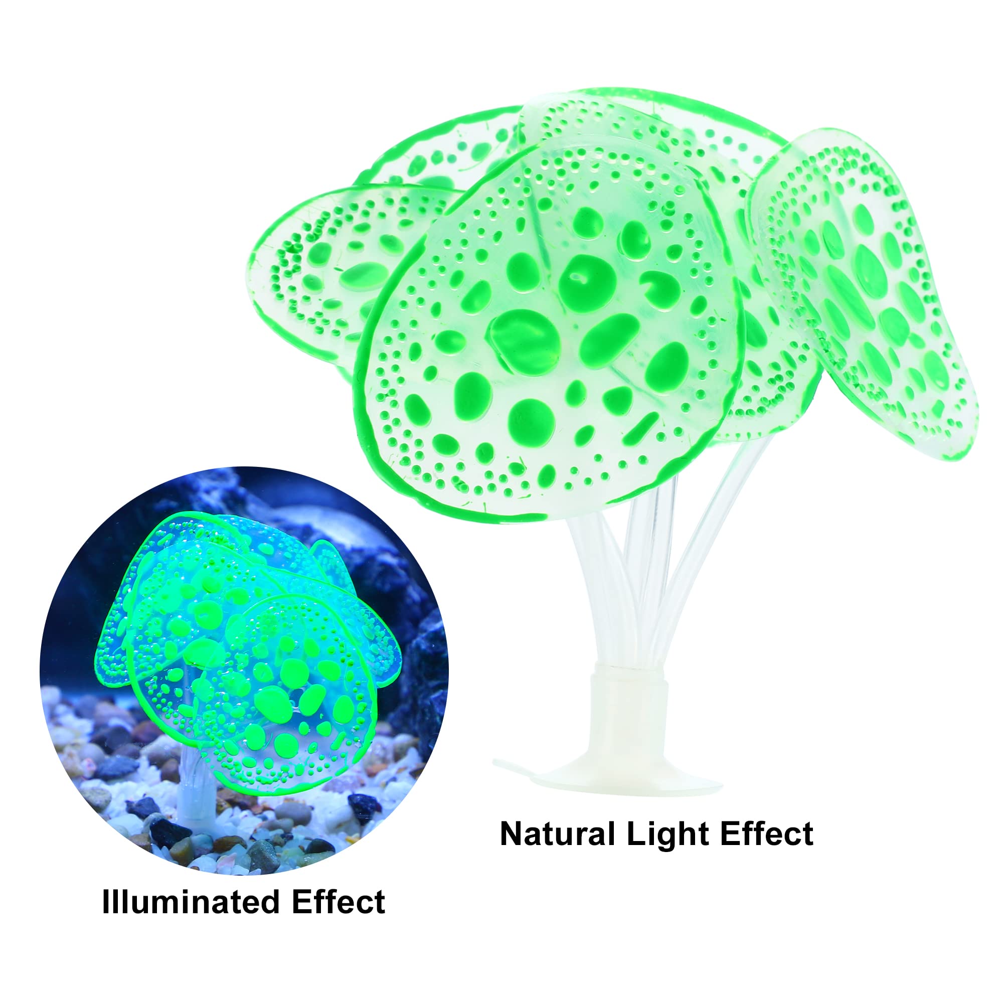4PCS Glowing Aquarium Coral Decor - Fluorescent Silicone Coral With Suction Cups For Fish Tanks