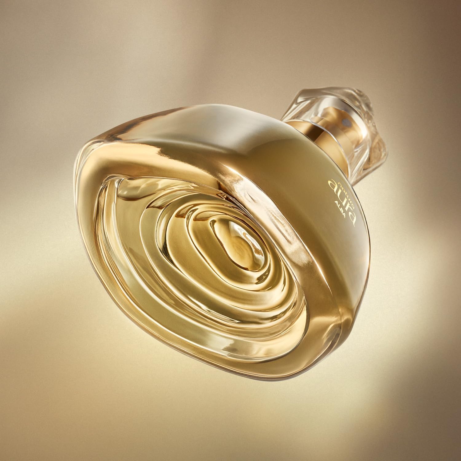 Natura Aura Alba Eau de Parfum bottle from a low angle