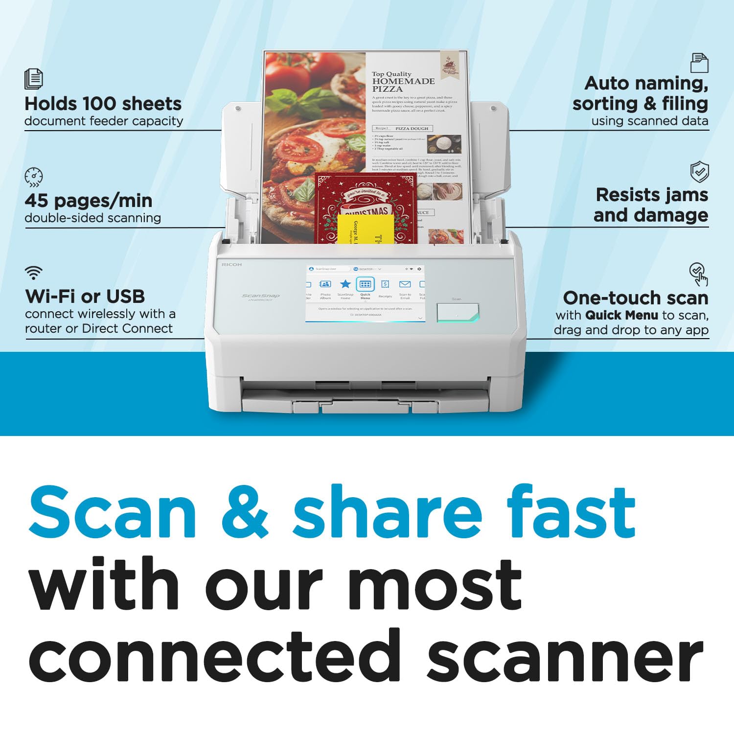 ScanSnap iX2500 Scanner de documentos habilitado para nuvem de