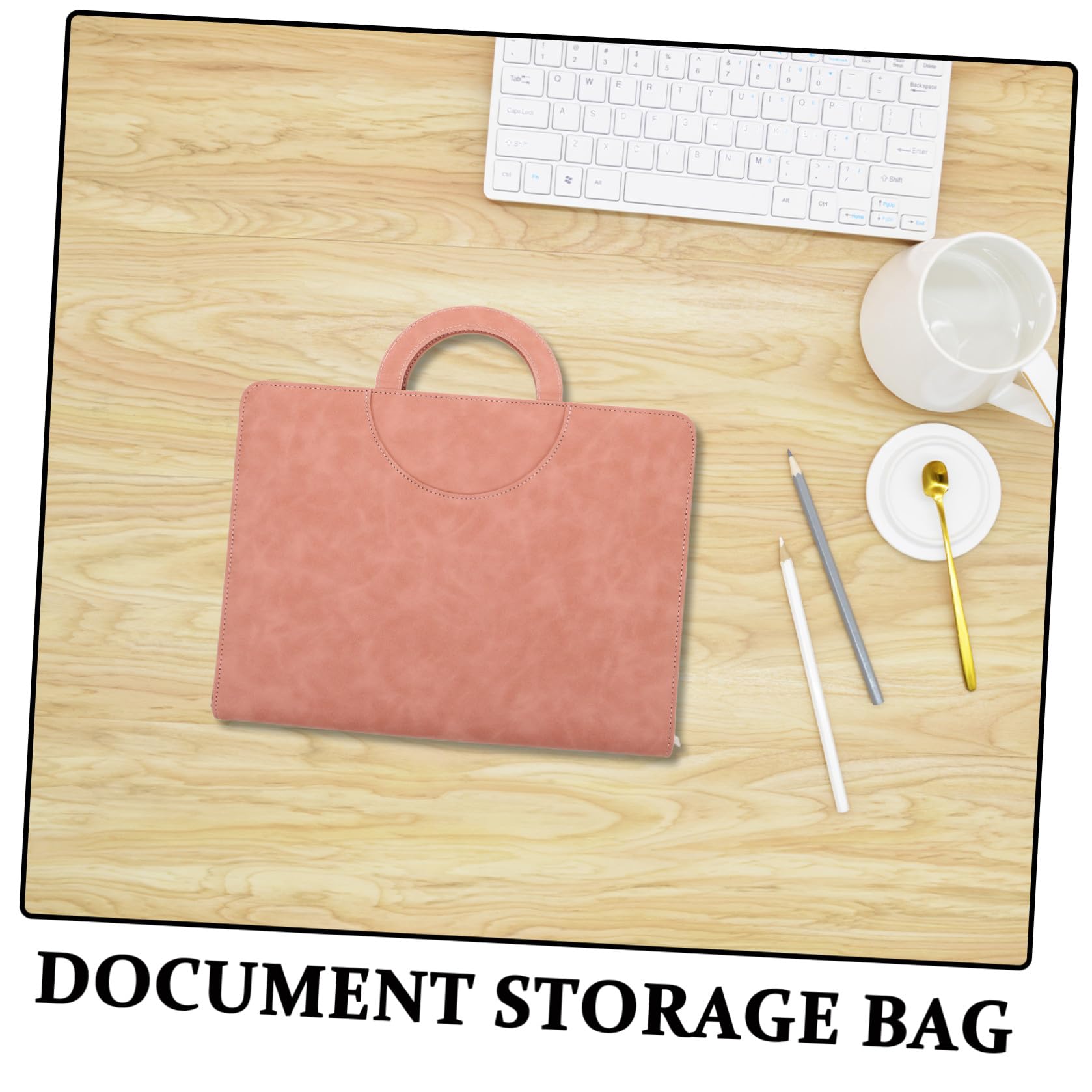 Zerodeko Organizzatore Portatile di Documenti A4 in Pu Rosa con Cerniera Custodia Portadocumenti Cartella con Zip da Viaggio per Certificati, Passaporto e Documenti Personali