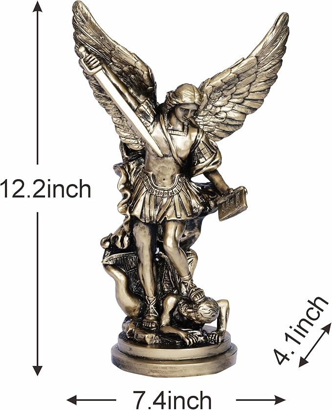 Estatua San Miguel Arcángel 12.2in Bronce Resina miniatura 3