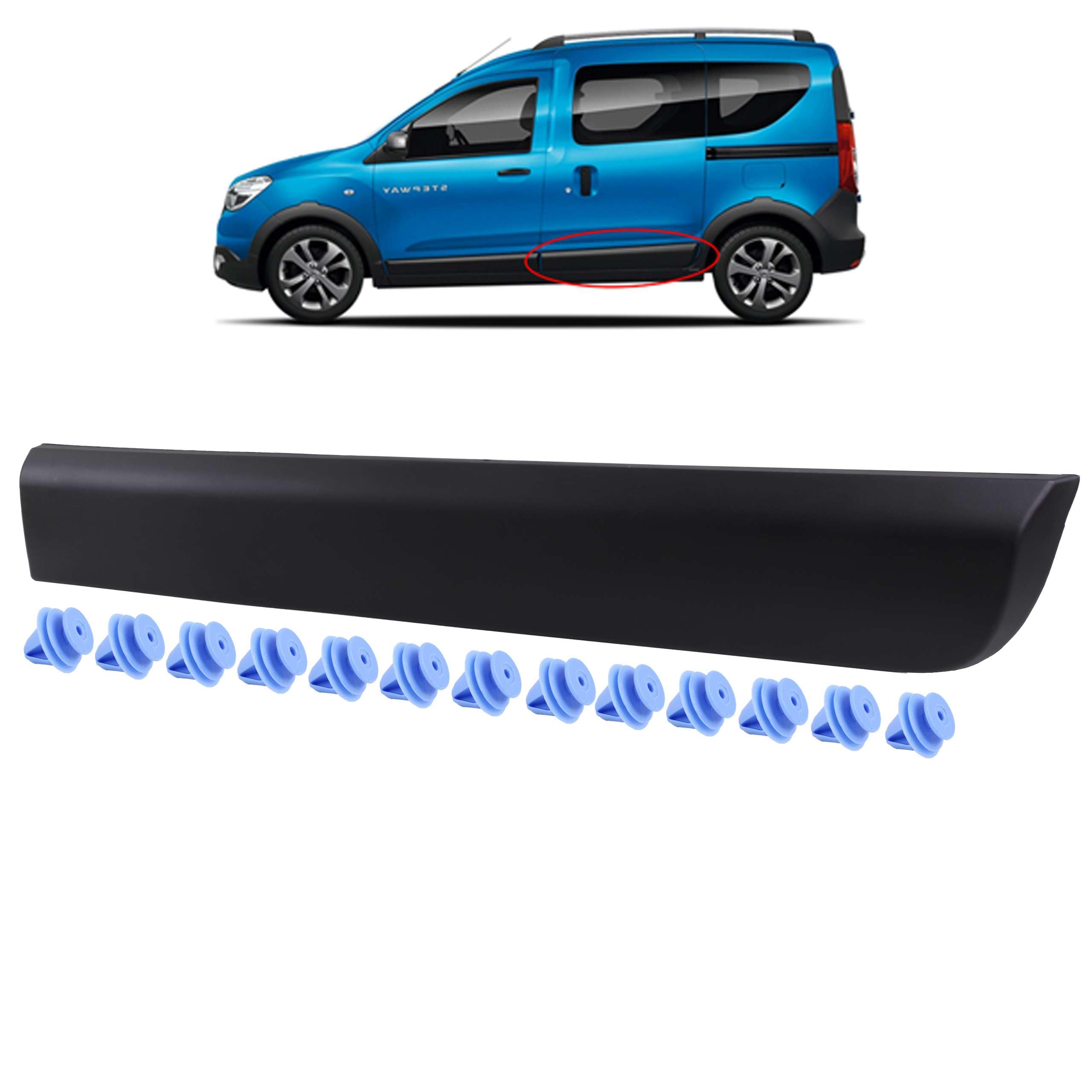 Modanatura di protezione Dacia Dokker 828775691R Nera 2012->
