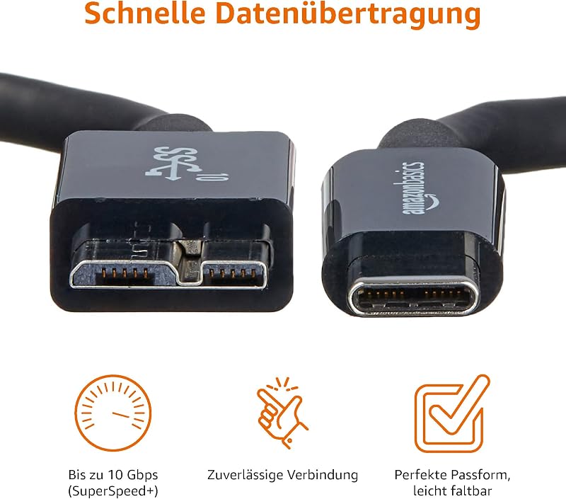 AmazonBasics USB Type-C - Micro-B 3.1 Gen2 kábel 0,9m fekete - black