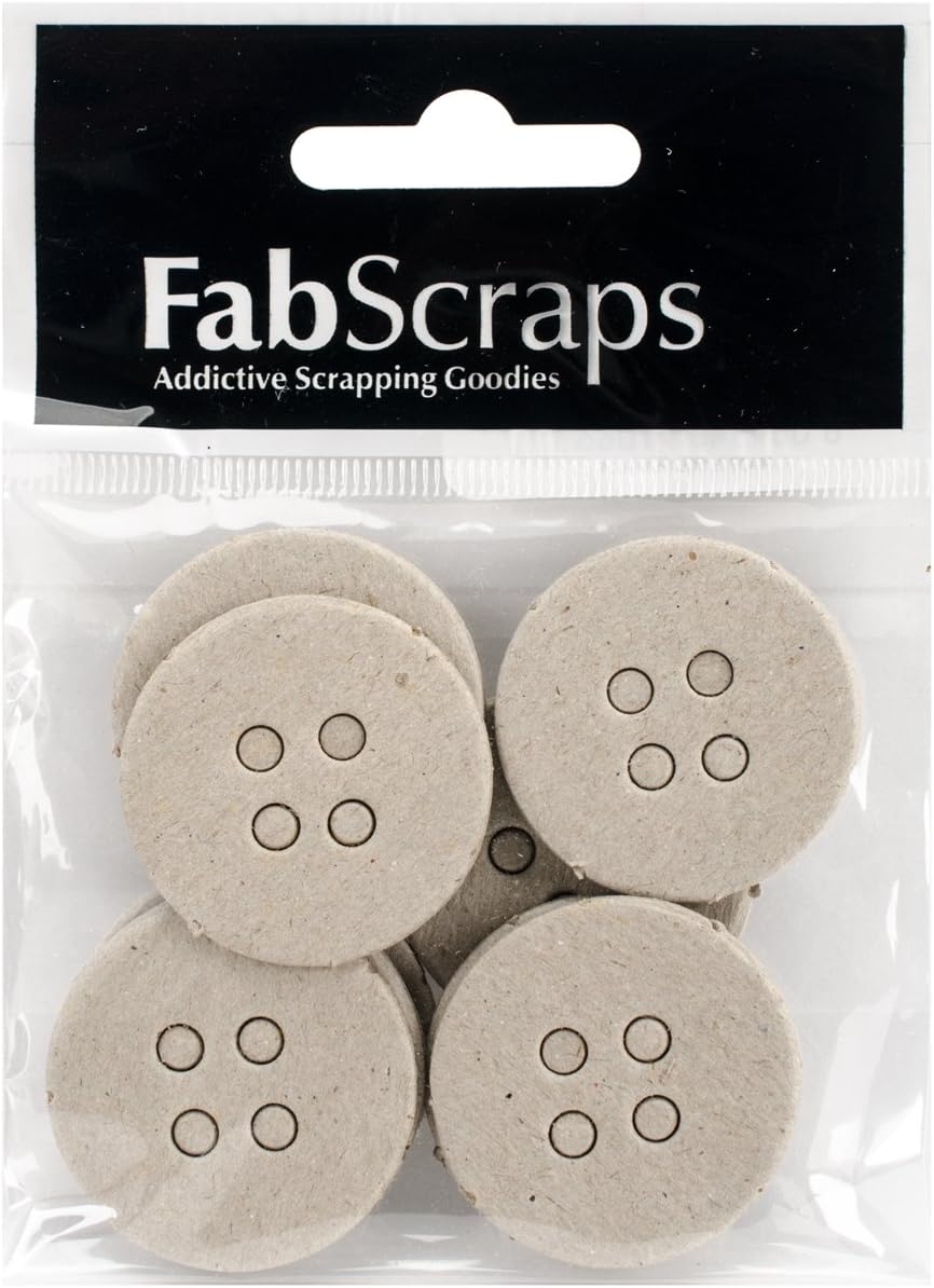 Fabscraps Die-Cut Gray Chipboard Embellishments Circular Buttons x 1.25-inch 1, Acrylic, Multicolour, 6.85x11.43x0.53 cm