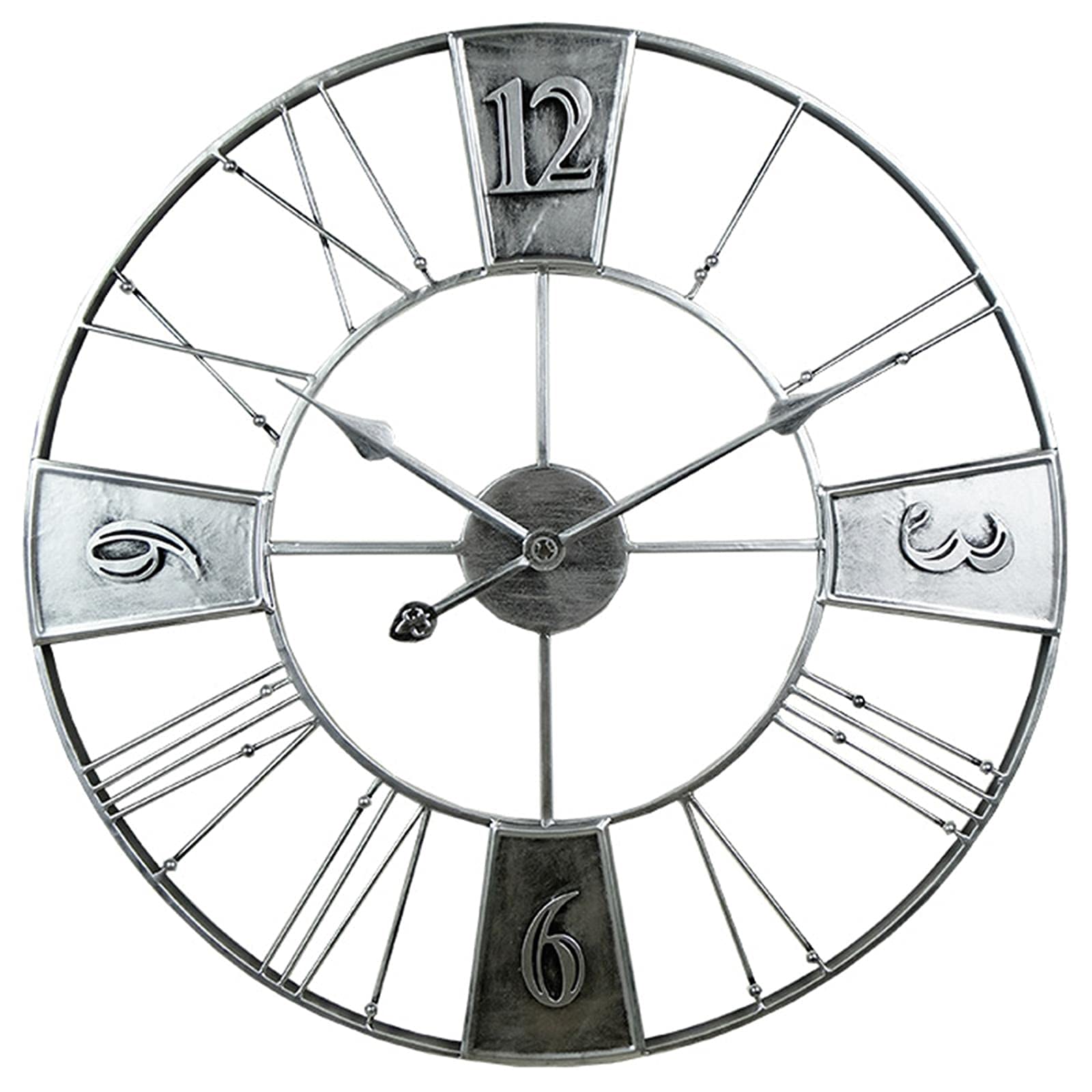 Horloge murale de cuisine vintage en métal noir chic et silencieuse