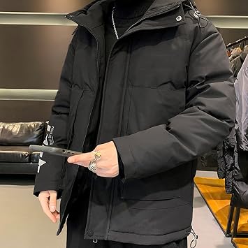 Men's Polyester Jacket Warm Hooded Thick Cotton Coat Male Overcoat Thermal Winter Water Resistant Parka