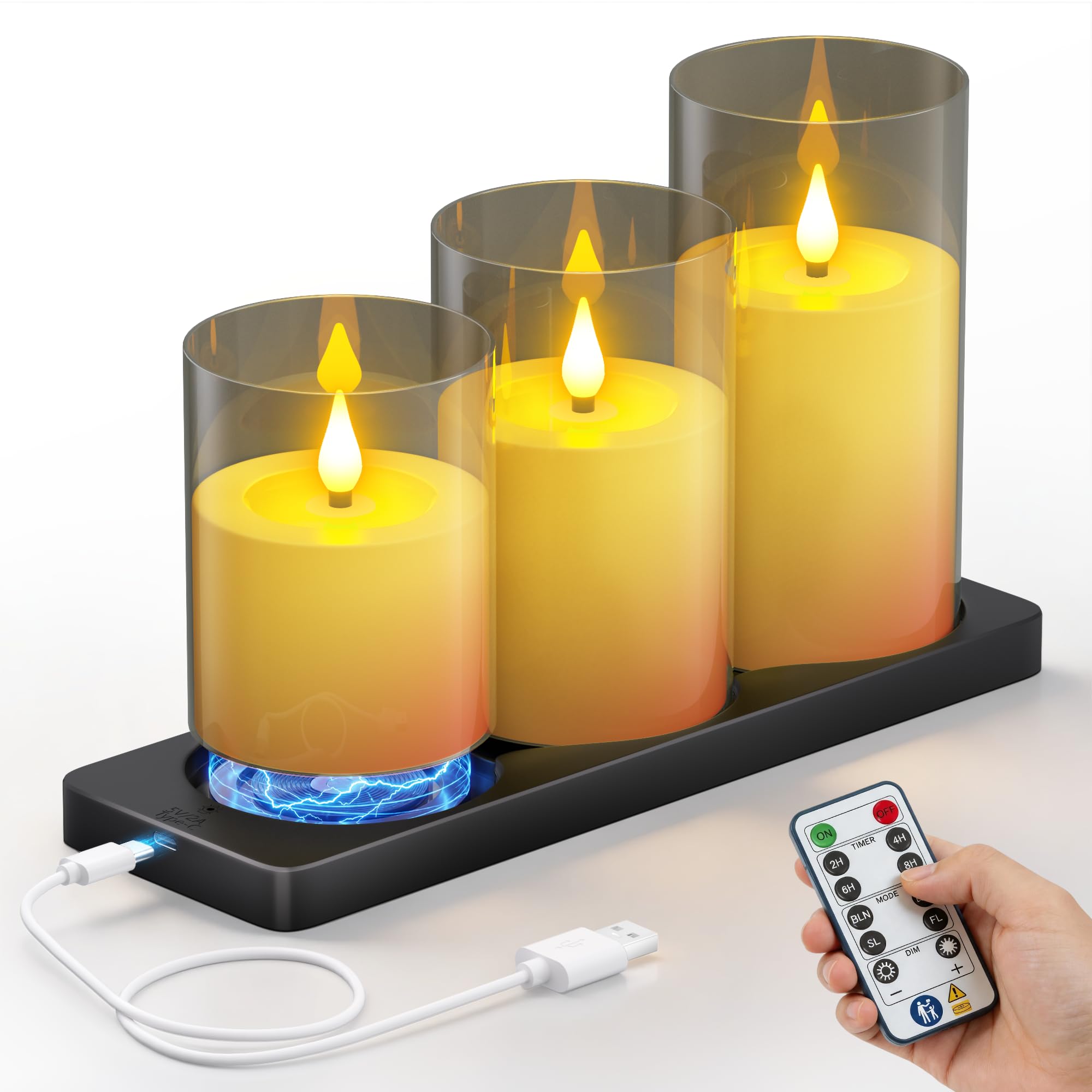 PChero LED Bougies Rechargeables avec Chargeur Magnétique
