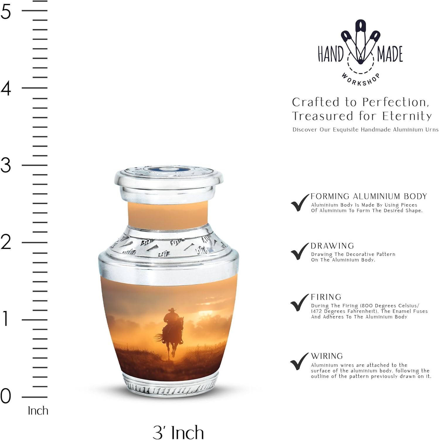 Cowboy Urn - Mini Urns - Urns for Ashes Adult Male - Cremation Urns for Human Ashes Adult Male - Burial Urns for Cremated Remains (3 inch Pack of 1)