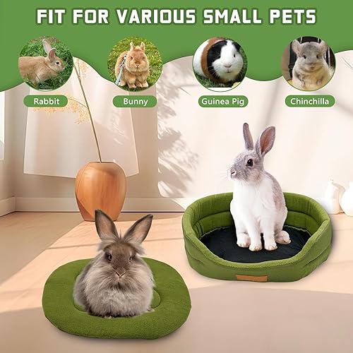 Miniatura 25 de Cama de conejo, camas para conejos, cómoda cama de conejillo de indias con alfombrilla extraíble, sofá de conejo lavable, adecuada para chinchilla