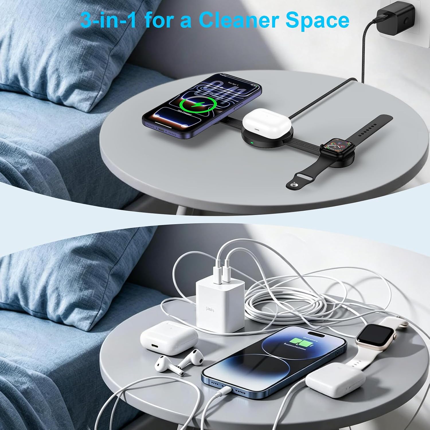18W Fast Wireless Charging Station MagSafe Charger Stand for iPhone 17e 17 Air 16 15 14 13 Pro Max iWatch 10/9/8/7/6/5/4/3/2/SE/Ultra 2 AirPods 4/3/2/Pro, Foldable 3 in 1 Magnetic Wireless Charger Pad 8 71WI64WRclL. AC SL1500
