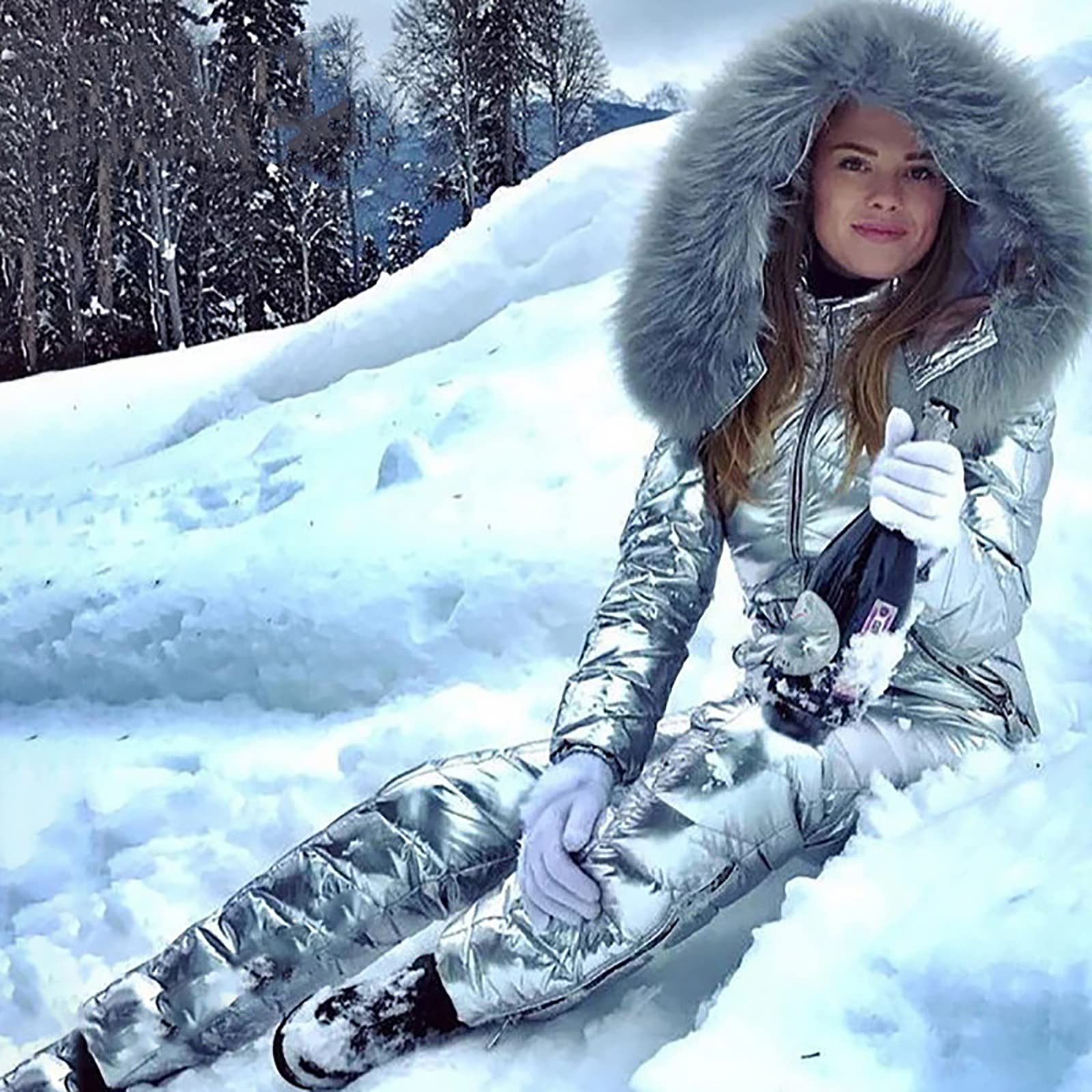 Jednoczęściowy kombinezon narciarski damski zimowy wiatroszczelny kombinezon snowboardowy z kapturem ergonomia na co dzień kurtki termiczne i spodnie kombinezony