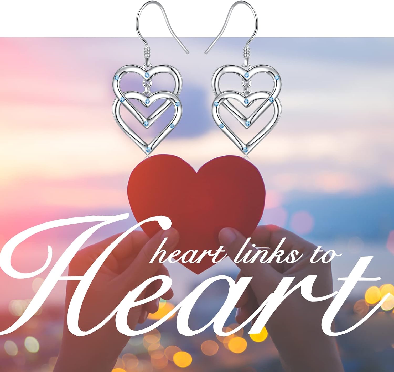 S925 Sterling Silver Heart Drop Dangle Studs Filigree Earrings Jewelry Birthday Gifts for Women Girlfriend - Image 3