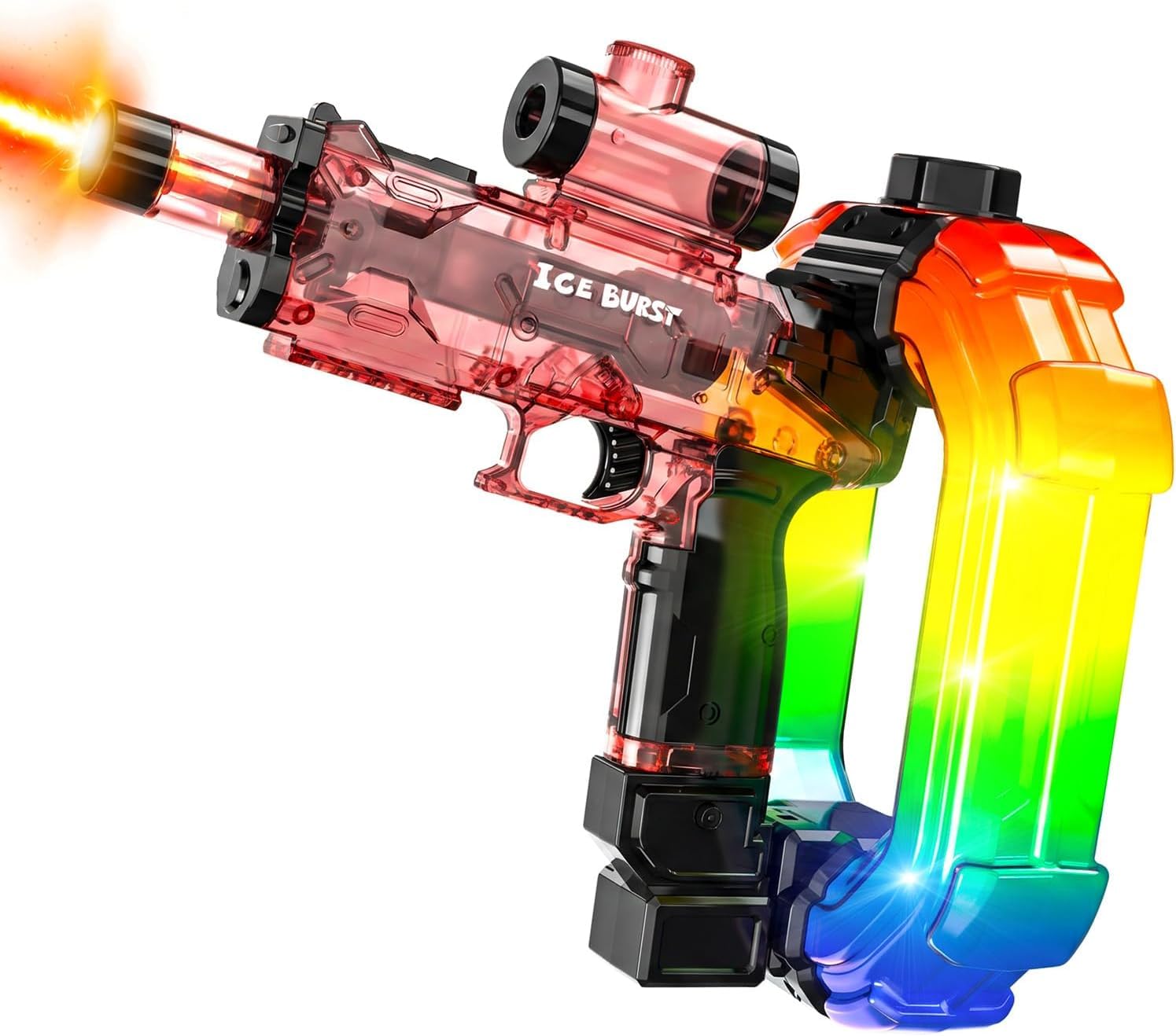 Electric Water Gun for Kids Teens and Adults, Rechargeable Squirt Gun with LED Lights & Sound, 750ML Water Blaster, Up to 33FT, Pool Beach Summer Toy (Red)