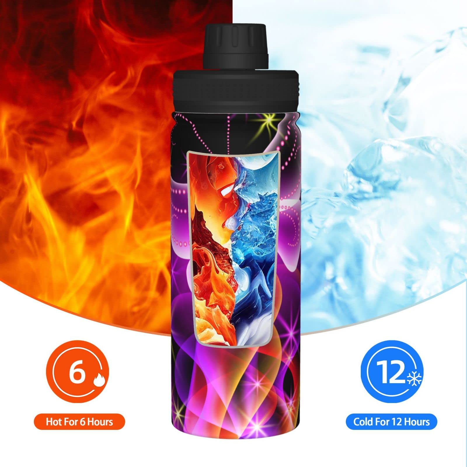 Sport-Wasserflasche, 530 ml, isoliert, Edelstahl, auslaufsicher, für Reisen, Fitnessstudio, Büro