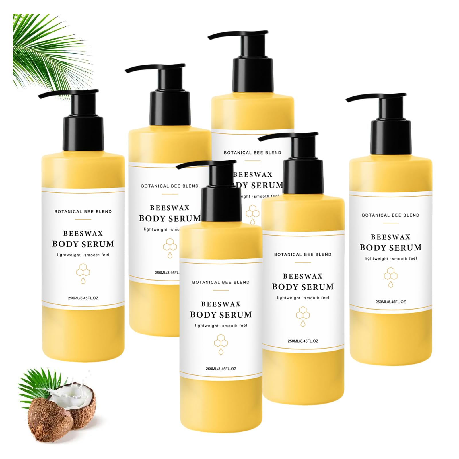 Serum z olejkiem do ciała z woskiem pszczelim, nawilżające olejki z awokado, oleju rycynowego, kokosowego i masła shea, słodki zapach wanilii, nawilżające, lekka formuła dla miękkiej skóry (6 szt.)