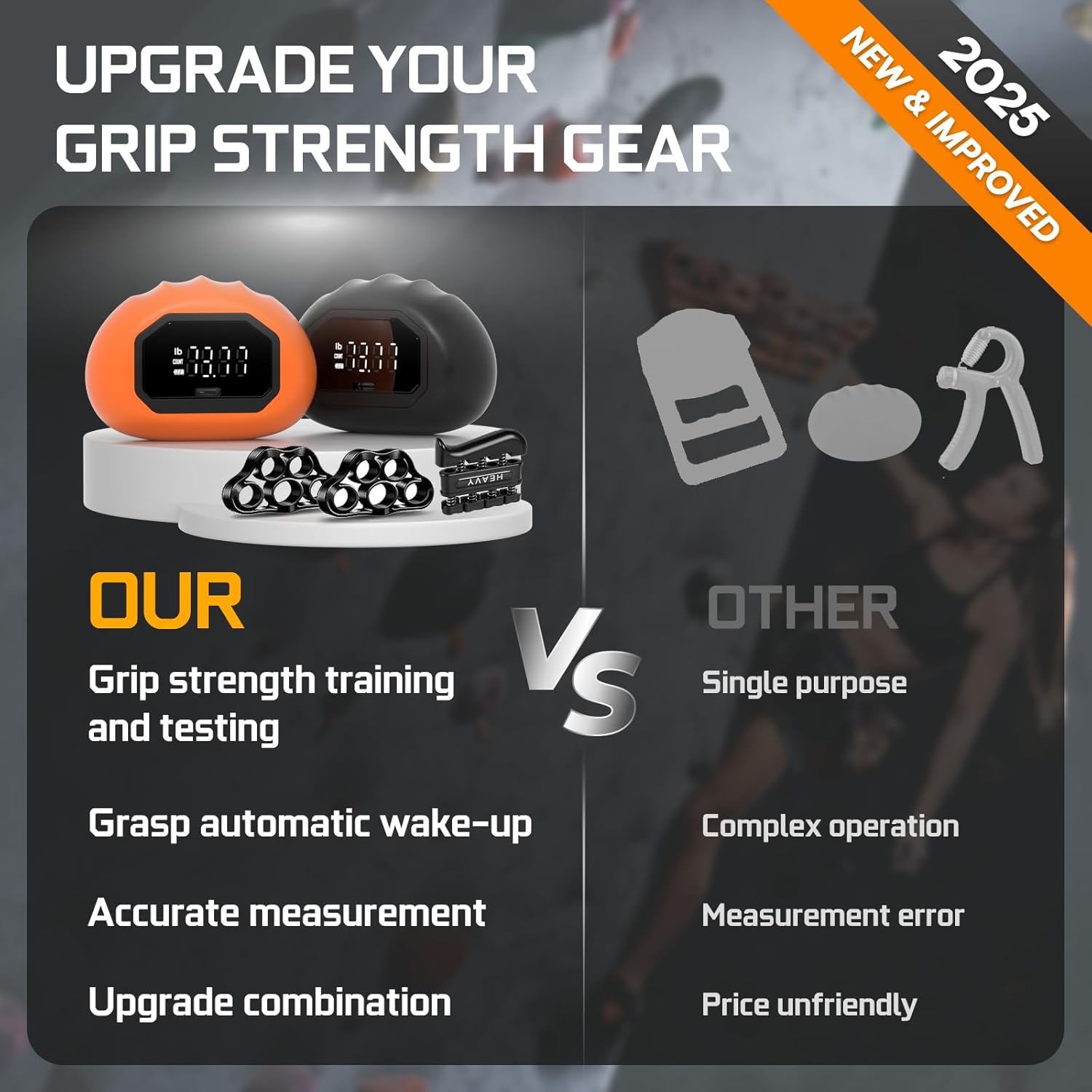 Funny Palm Grip Strength Tester Trainer - Strength Dynamometer Rechargeable Hand Exercising Device for Hand and Finger Grip Tester with Finger Exerciser Stretcher Workout Equipment