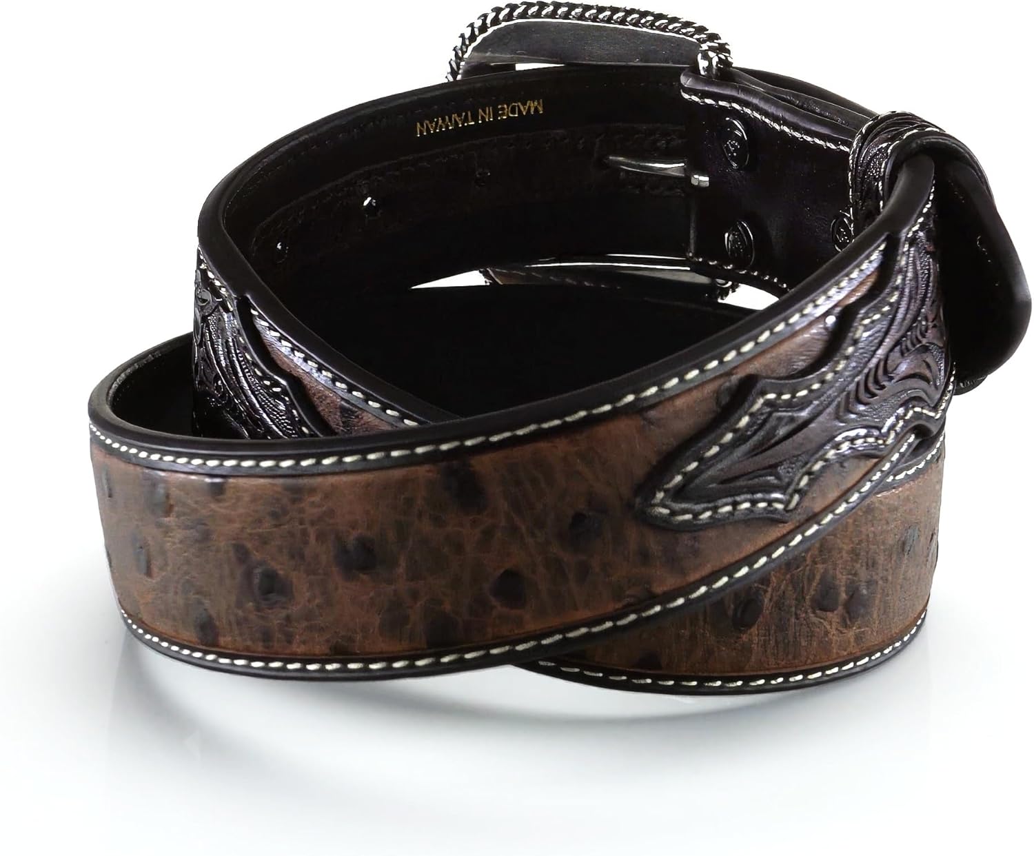 ARIAT Men's Ostrich Print Leather Belt - Image 2