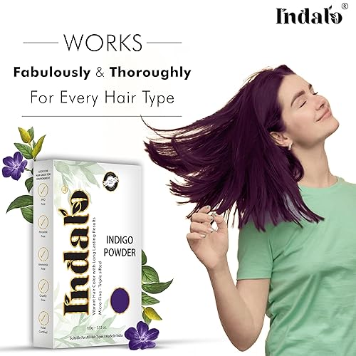 Miniatura 2 de Natural Indigo (Indigofera Tinctoria) - Tinte en polvo para el cabello, sin amoníaco, sin PPD, sin parabenos, acondicionador para el crecimiento del
