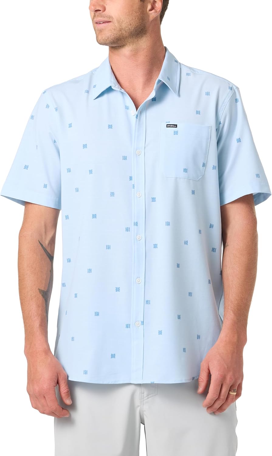 O'NEILL Men's UPF Slub Relaxed Short Sleeve Woven Shirt