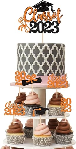 Miniatura 161 de 30 piezas 2024 de graduación 2024 decoración para cupcakes de doble cara clase de 2024, diploma 2024, felicitaciones graduadas, decoraciones