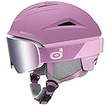 Odoland Ski Helmet, Snowboard Helmet with Ski Goggles for Adults and Youth, Audio Compatible, Shockproof, Windproof, Safety Snow Sports Helmet and Protective Glasses for Women, Light Purple, S