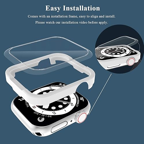 Miniatura 7 de EWUONU - Protector de pantalla de vidrio templado de 1.732 pulgadas (1.732 in), compatible con Apple Watch Series 6SE354, cobertura completa,